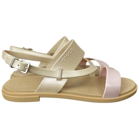 CROCS Shoes - CROCS Sandals Women's Size 5 Slingback Buckle Ankle Strap Tulum Shimmer Strappy